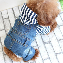Load image into Gallery viewer, Teddy Bichon Dog Pet Clothes Cowboy Leotard Striped Four Legs Jeans Dog Clothes