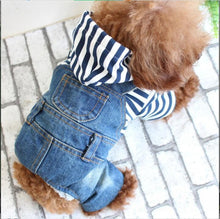 Load image into Gallery viewer, Teddy Bichon Dog Pet Clothes Cowboy Leotard Striped Four Legs Jeans Dog Clothes