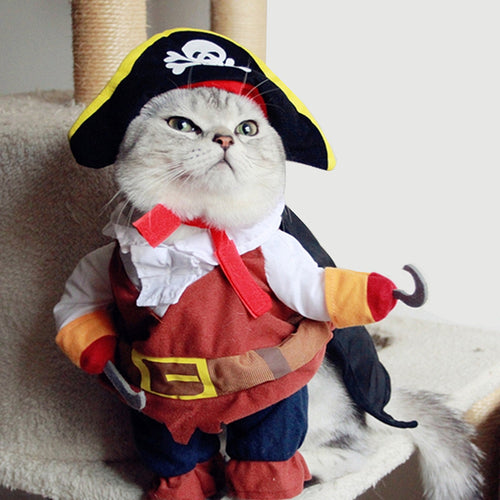 Funny Pet Cat Pirate Suit Clothes